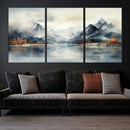 Lake Mountain Abstract Wall Art, Framed Lake Mountain Modern