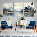 Lake Mountain Abstract Wall Art, Framed Lake Mountain Modern