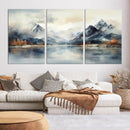 Lake Mountain Abstract Wall Art, Framed Lake Mountain Modern