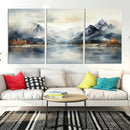 Lake Mountain Abstract Wall Art, Framed Lake Mountain Modern