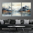 Lake Mountain Abstract Wall Art, Framed Lake Mountain Modern