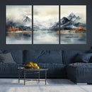Lake Mountain Abstract Wall Art, Framed Lake Mountain Modern