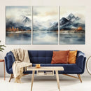 Lake Mountain Abstract Wall Art, Framed Lake Mountain Modern