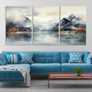 Lake Mountain Abstract Wall Art, Framed Lake Mountain Modern