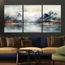 Lake Mountain Abstract Wall Art, Framed Lake Mountain Modern