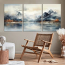 Lake Mountain Abstract Wall Art, Framed Lake Mountain Modern