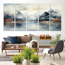 Lake Mountain Abstract Wall Art, Framed Lake Mountain Modern