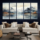 Lake Mountain Abstract Wall Art, Framed Lake Mountain Modern