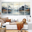 Lake Mountain Abstract Wall Art, Framed Lake Mountain Modern