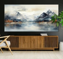 Lake Mountain Abstract Wall Art, Framed Lake Mountain Modern