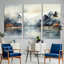 Lake Mountain Abstract Wall Art, Framed Lake Mountain Modern