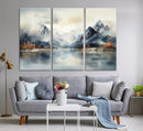 Lake Mountain Abstract Wall Art, Framed Lake Mountain Modern