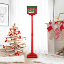 59 Inch Christmas Street Lamp with Sound-Activated Snow Globe Lantern-Red by LJGDeals