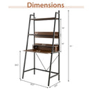 71” High Freestanding Laptop Desk with Open Shelves for Living Room Bedroom Study-Brown by LJGDeals