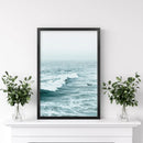 Large Blue Sea Waves. Surfing Themed Print by Wall Art Set