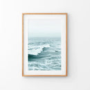 Large Blue Sea Waves. Surfing Themed Print by Wall Art Set