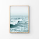 Large Blue Sea Waves. Surfing Themed Print by Wall Art Set