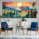 Colorful Abstract Mountain Wall Art Canvas Print – Geometric