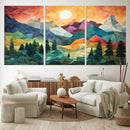 Colorful Abstract Mountain Wall Art Canvas Print – Geometric
