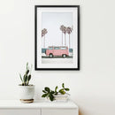 Travel Pink Van Wall Decor. California Summer Theme by Wall Art Set