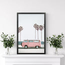Travel Pink Van Wall Decor. California Summer Theme by Wall Art Set