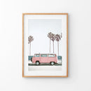 Travel Pink Van Wall Decor. California Summer Theme by Wall Art Set