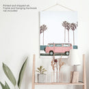 Travel Pink Van Wall Decor. California Summer Theme by Wall Art Set
