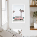 Travel Pink Van Wall Decor. California Summer Theme by Wall Art Set