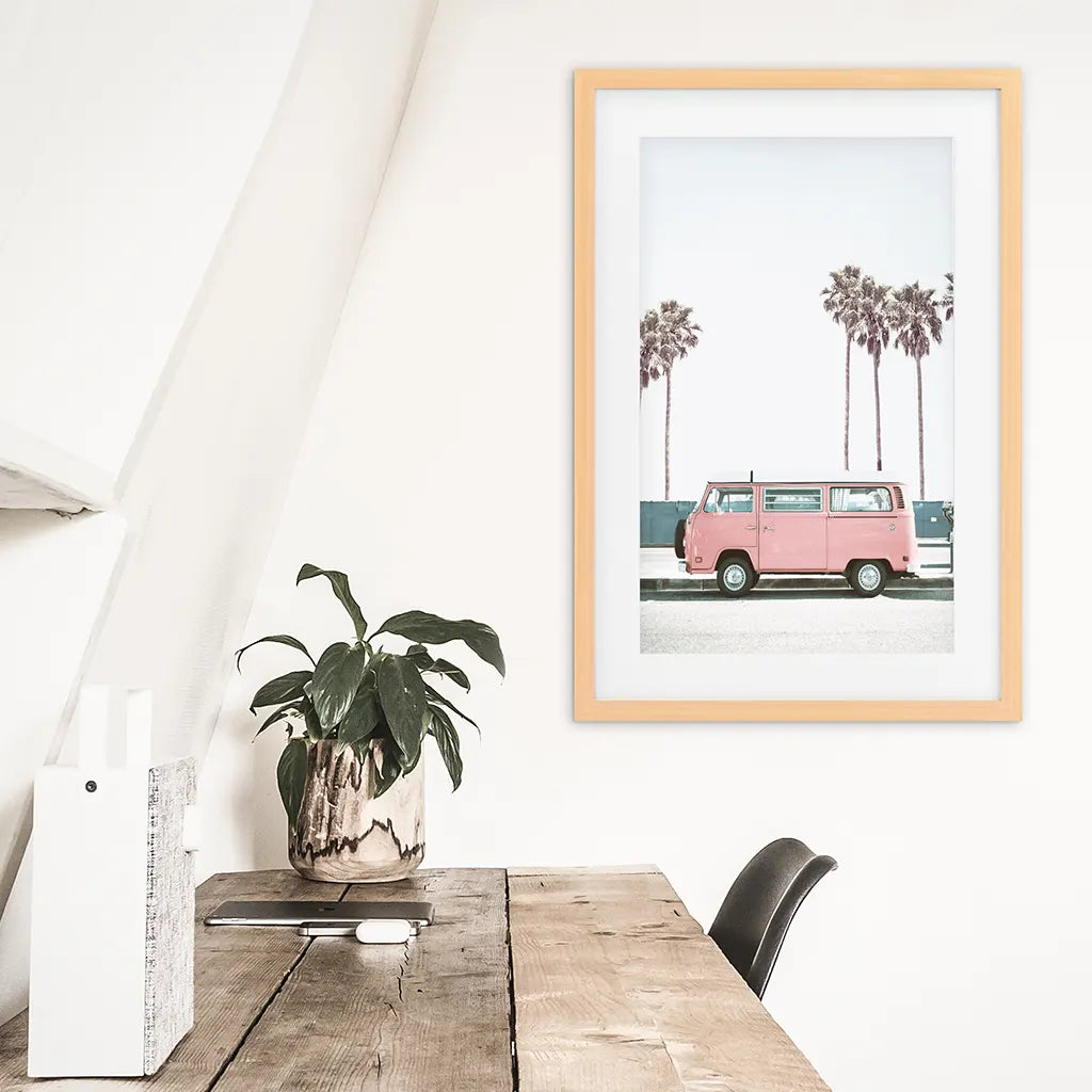 Travel Pink Van Wall Decor. California Summer Theme, photo 6 of 10