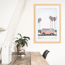 Travel Pink Van Wall Decor. California Summer Theme by Wall Art Set