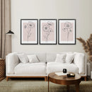 Pink Wall Art Set Of 3 Botanical Modern Decor by Wall Art Set