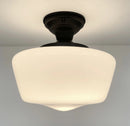 Large Milk Glass Schoolhouse Ceiling Light | 12"