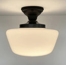 Large Milk Glass Schoolhouse Ceiling Light | 12"