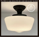 Large Milk Glass Schoolhouse Ceiling Light | 12"