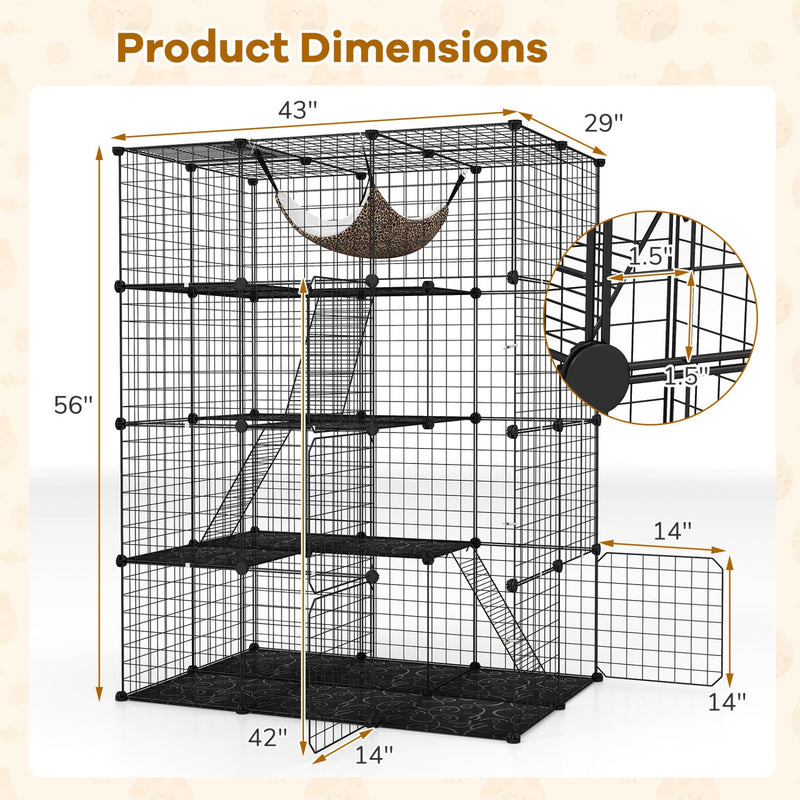 4-Tier Cat Cage with Skylight and Hammock for 1-4 Cats, photo 5 of 8