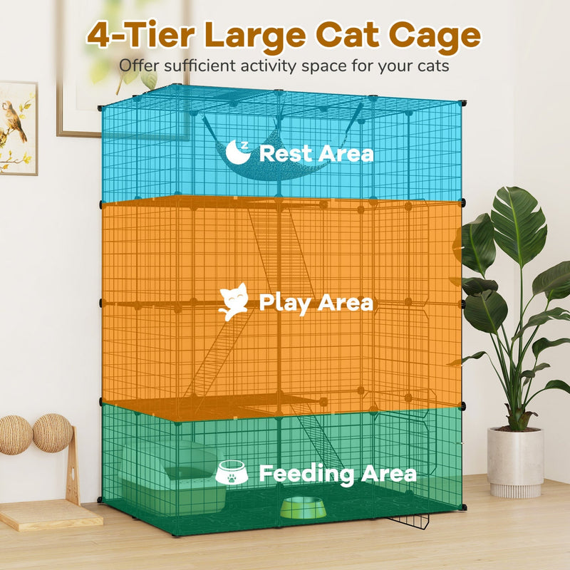 4-Tier Cat Cage with Skylight and Hammock for 1-4 Cats, photo 6 of 8