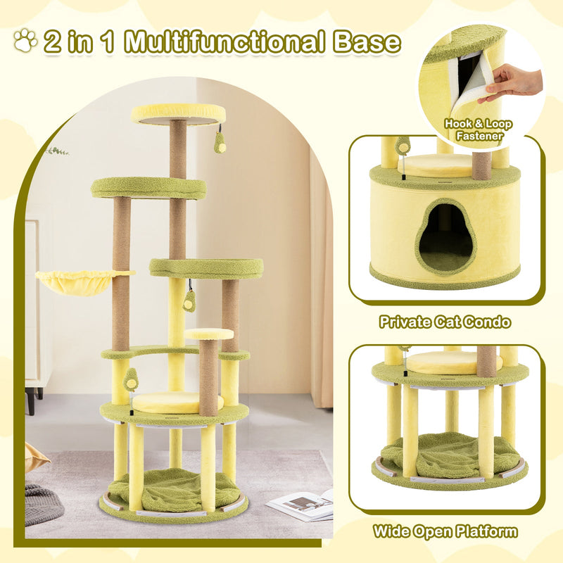 Large Avocado Cat Tree Multi-level Cat Tower with Private Condo-Green, photo 7 of 8