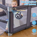 Large Baby Playpen BPA-Free Foldable Toddlers Safety Fence Play Yard-Dark Grey