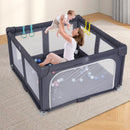 Large Baby Playpen BPA-Free Foldable Toddlers Safety Fence Play Yard-Dark Grey by LJGDeals