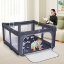 Large Baby Playpen BPA-Free Foldable Toddlers Safety Fence Play Yard-Dark Grey by LJGDeals
