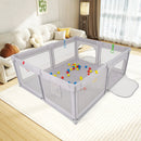 Large Baby Playpen with Pull Rings and Ocean Balls-Gray by LJGDeals