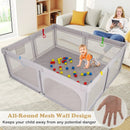 Large Baby Playpen with Pull Rings and Ocean Balls-Gray by LJGDeals