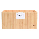 Stackable Bamboo Storage Bin (14” x 11” x 6.5”) with Integrated Handles & Labeling Clip | Premium Multi-Purpose Organizer by MobilevisionUS