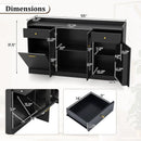 Large Buffet Cabinet Hidden Tilt Out Trash Can Cabinet with 2 Glass Doors by DirectDeals