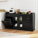 Large Buffet Cabinet Hidden Tilt Out Trash Can Cabinet with 2 Glass Doors by DirectDeals