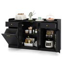 Large Buffet Cabinet Hidden Tilt Out Trash Can Cabinet with 2 Glass Doors by LJGDeals