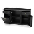 Large Buffet Cabinet Hidden Tilt Out Trash Can Cabinet with 2 Glass Doors by LJGDeals