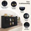 Large Buffet Cabinet Hidden Tilt Out Trash Can Cabinet with 2 Glass Doors by LJGDeals