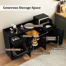 Large Buffet Cabinet Hidden Tilt Out Trash Can Cabinet with 2 Glass Doors by LJGDeals