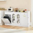 Large Buffet Cabinet Hidden Tilt Out Trash Can Cabinet with 2 Glass Doors by DirectDeals